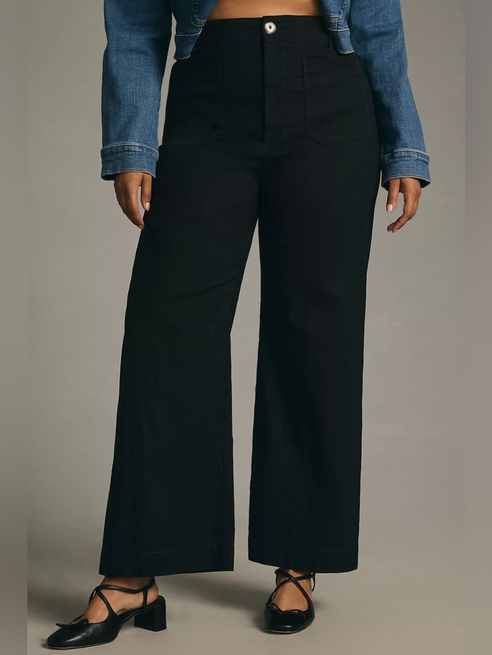 Anthropologie Maeve The Colette Magic Fabric Wide Leg Pants Black Plus Size 20W
